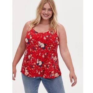 NWT Torrid Red Floral Sleeveless Button Front Fit & Flare Top Women's Size 2